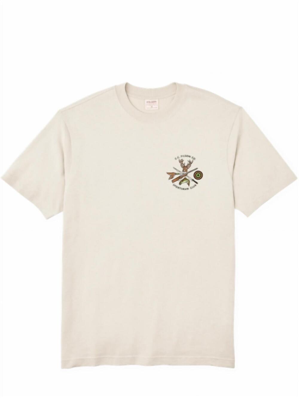 NEW FILSON men's short sleeve sportsman club graphic t-shirt in cliff gray